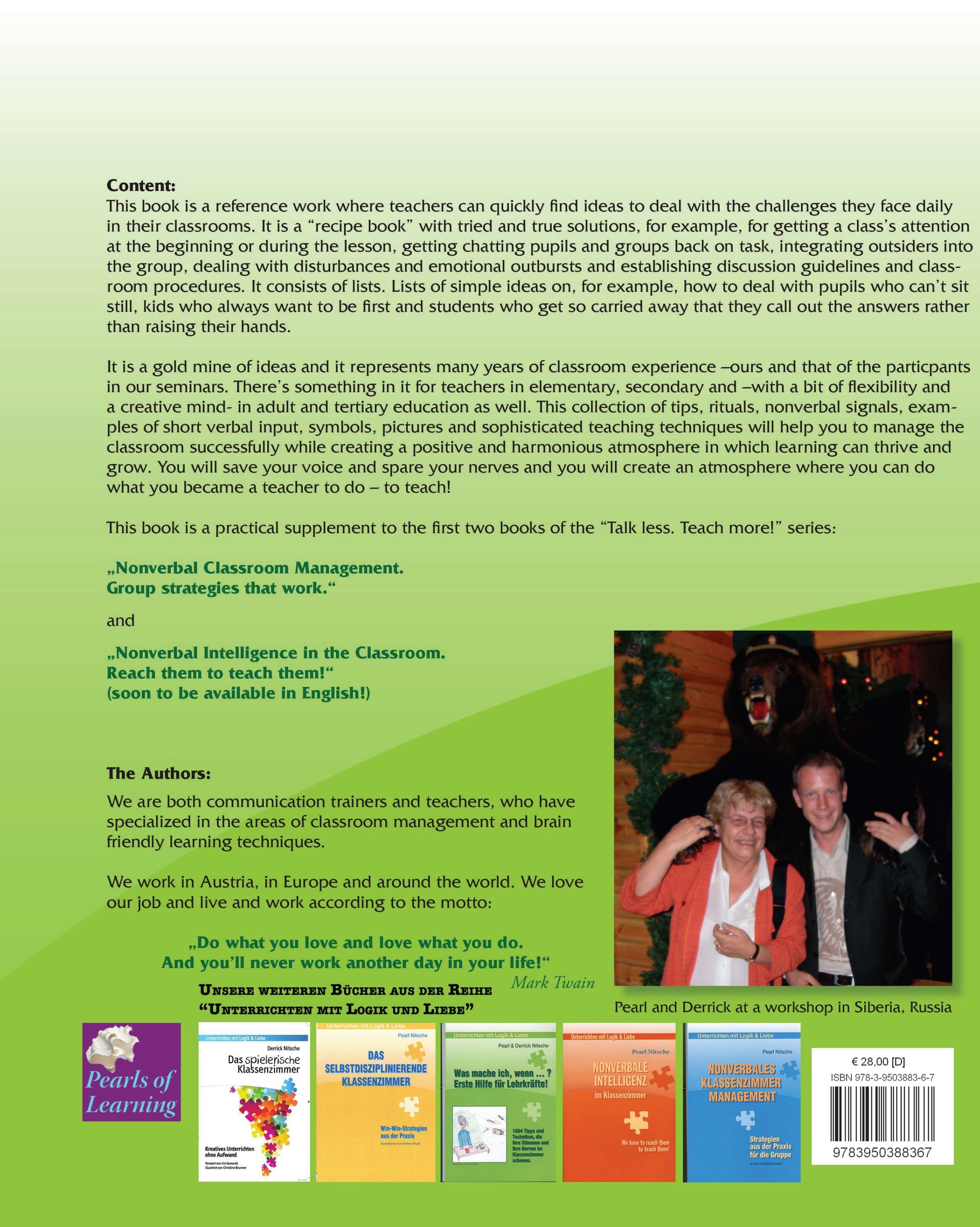 Rückseitencover Talk less. Teach more! A nonverbal recipe book for talked-out teachers!