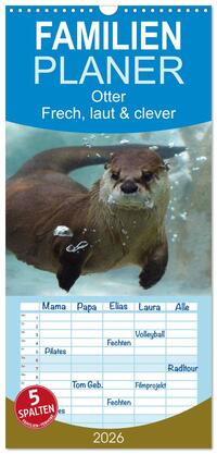 Vorderes Coverbild Familienplaner 2026 - Otter. Frech, laut und clever mit 5 Spalten (Wandkalender, 21 x 45 cm) CALVENDO