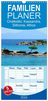 Vorderes Coverbild Familienplaner 2026 - Chalkidiki: Kassandra, Sithonia, Athos mit 5 Spalten (Wandkalender, 21 x 45 cm) CALVENDO