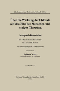 Vorderes Coverbild Über die Wirkung der Chlorate auf das Blut des Menschen und einiger Tierarten