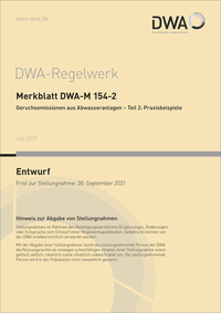 Vorderes Coverbild Merkblatt DWA-M 154-2 Geruchsemissionen aus Abwasseranlagen - Teil 2: Praxisbeispiele (Entwurf)