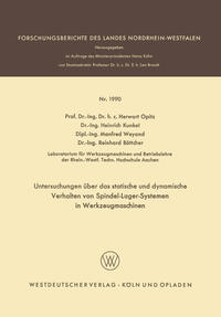 Vorderes Coverbild Untersuchungen über das statische und dynamische Verhalten von Spindel-Lager-Systemen in Werkzeugmaschinen
