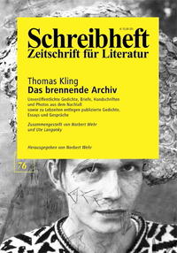 Vorderes Coverbild SCHREIBHEFT 76: Thomas Kling: Das brennende Archiv