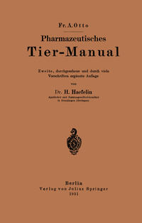 Vorderes Coverbild Pharmazeutisches Tier-Manual