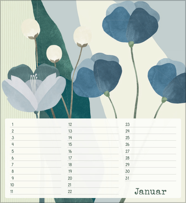 Beispielinhalt (Bild) Geburtstagskalender Bloom
