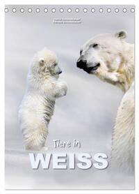 Vorderes Coverbild Tiere in Weiß (Tischkalender 2026 DIN A5 hoch), CALVENDO Monatskalender