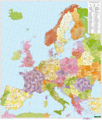 Vorderes Coverbild Europa Postleitzahlen, Postleitzahlenkarte 1:3,7 Mio., Magnetmarkiertafel