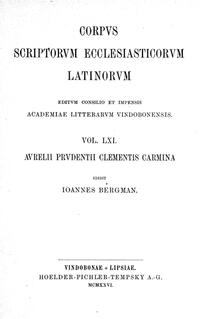 Vorderes Coverbild Aurelii Prudentii Clementis carmina
