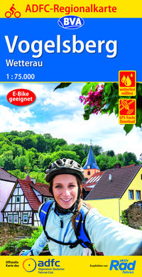 Vorderes Coverbild ADFC-Regionalkarte Vogelsberg Wetterau, 1:75.000, mit Tagestourenvorschlägen, reiß- und wetterfest, E-Bike-geeignet, GPS-Tracks Download