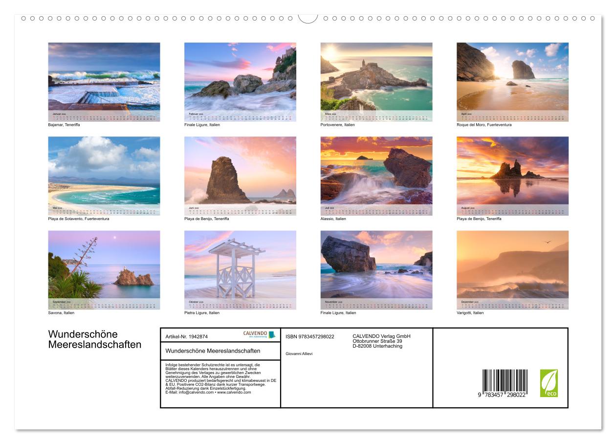 Beispielinhalt (Bild) Wunderschöne Meereslandschaften (hochwertiger Premium Wandkalender 2026 DIN A2 quer), Kunstdruck in Hochglanz