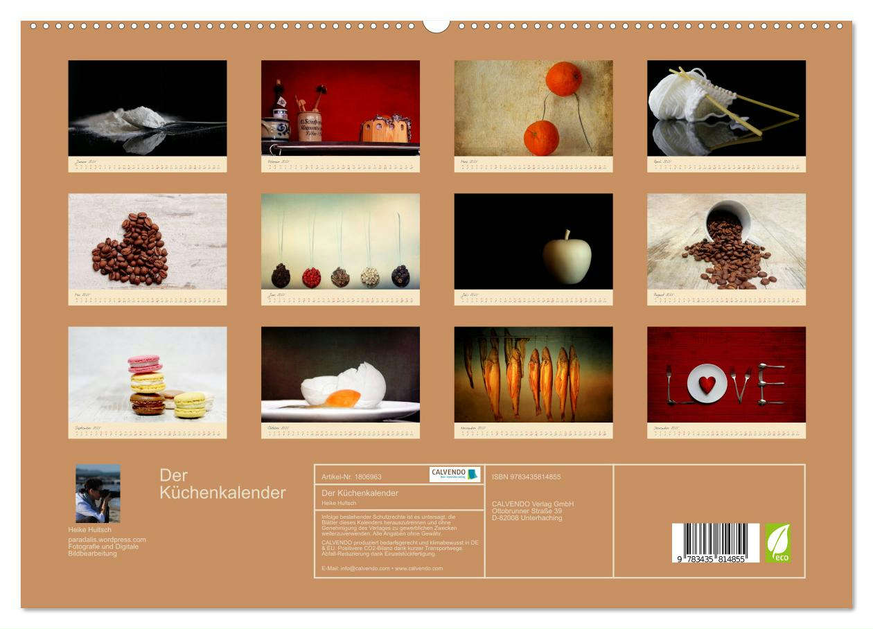 Beispielinhalt (Bild) Der Küchenkalender (hochwertiger Premium Wandkalender 2025 DIN A2 quer), Kunstdruck in Hochglanz