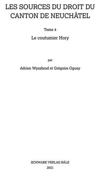 Vorderes Coverbild Le coutumier Hory