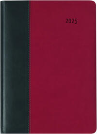 Vorderes Coverbild Zettler - Buchkalender Premium 2025 schwarz/rot, 15x21cm, Taschenkalender im Tucson Einband mit 416 Seiten, 1 Tag auf 1 Seite, Adressteil, Monatsübersicht, Mondphasen und internationales Kalendarium