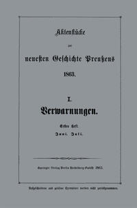Vorderes Coverbild Aktenstücke zur neuesten Geschichte Preußens 1863