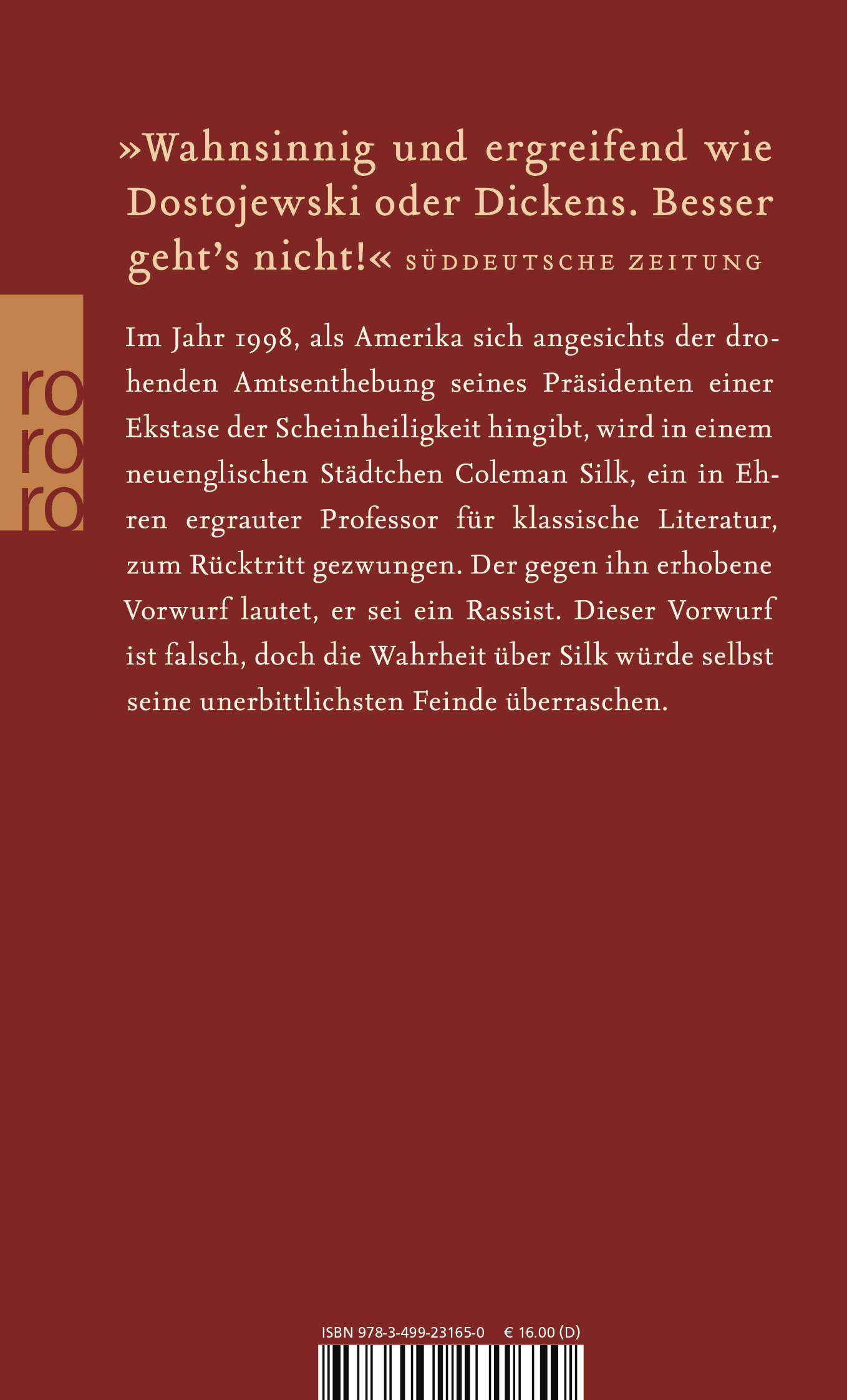 Rückseitencover Der menschliche Makel