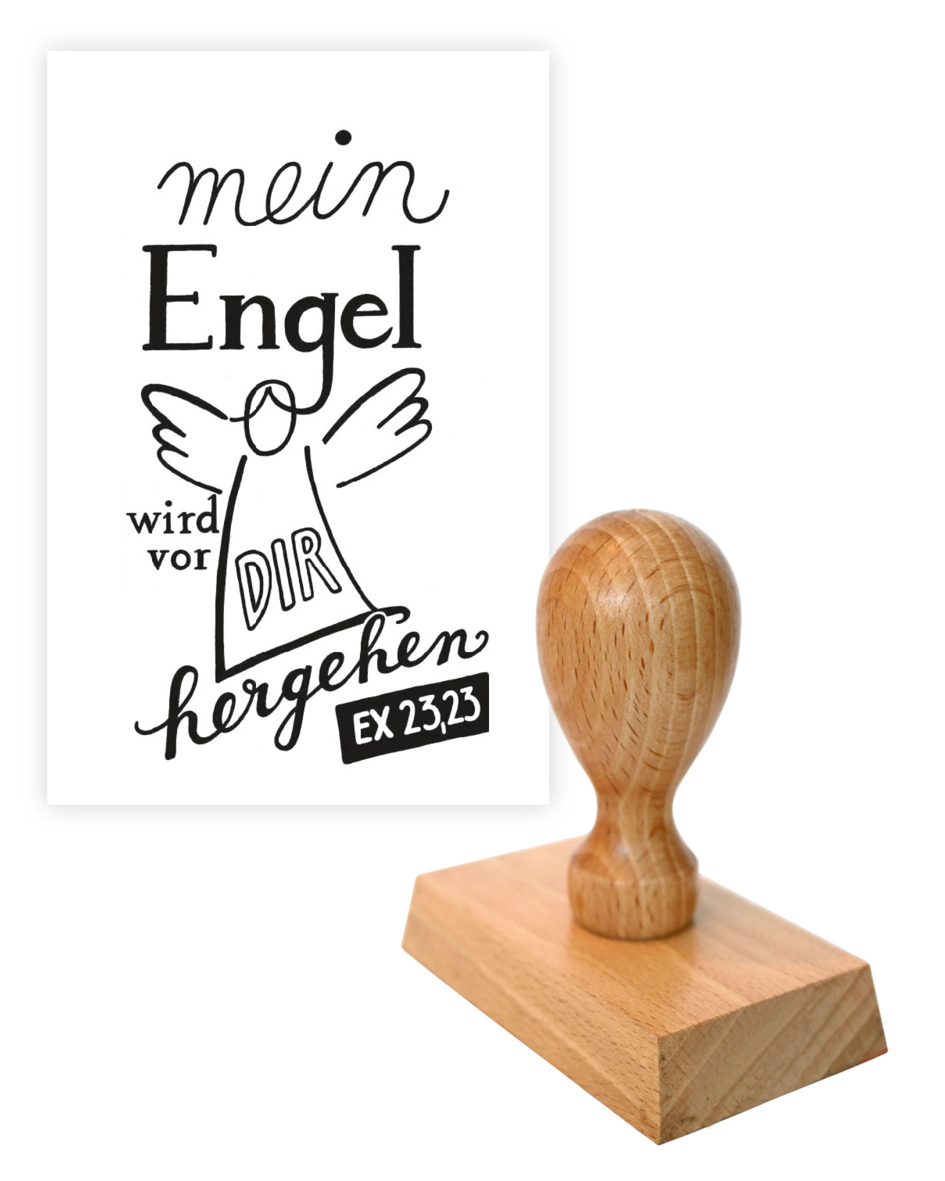 Beispielinhalt (Bild) Stempel Mein Engel wird vor dir hergehen. Ex 23,23