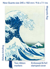 Vorderes Coverbild Premium Notizbuch Quartformat: Katsushika Hokusai, Die Welle