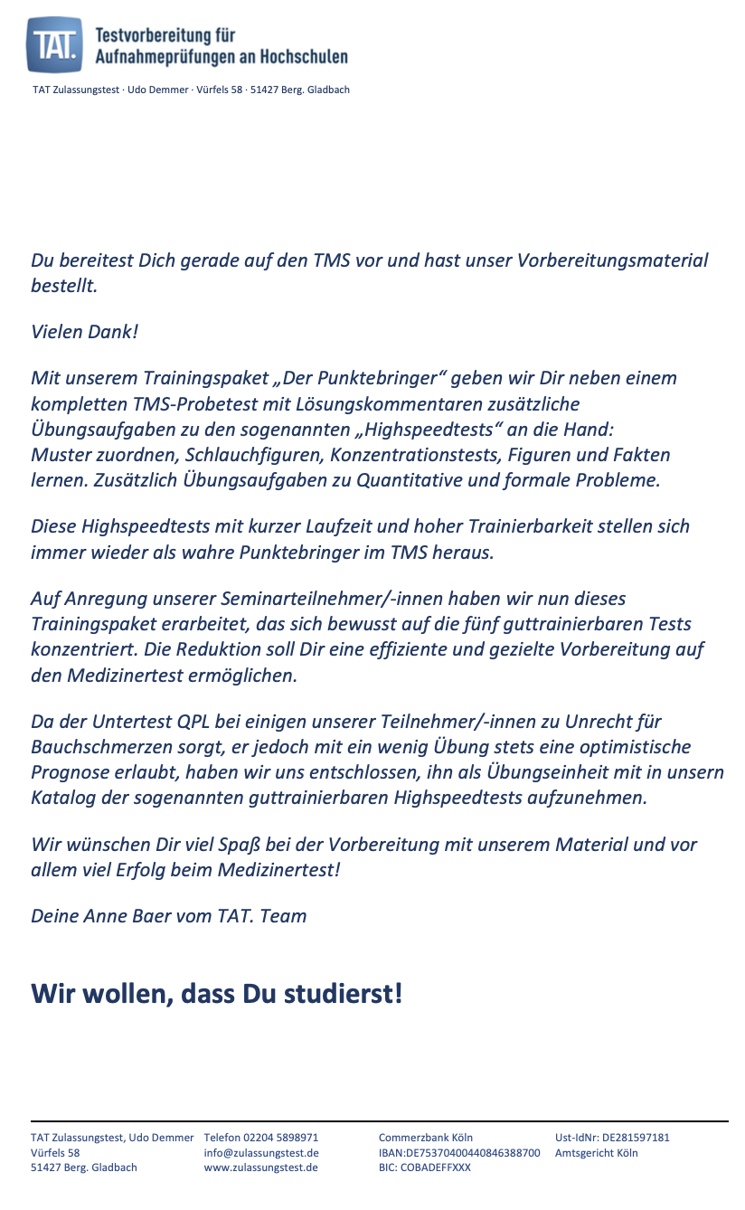 Werbematerial (Bild) TMS-Trainingspaket Der Punktebringer