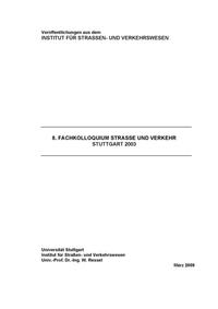 Vorderes Coverbild Fachkolloquium Strasse und Verkehr (8), Stuttgart 2003