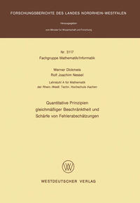 Vorderes Coverbild Quantitative Prinzipien gleichmäßiger Beschränktheit und Schärfe von Fehlerabschätzungen