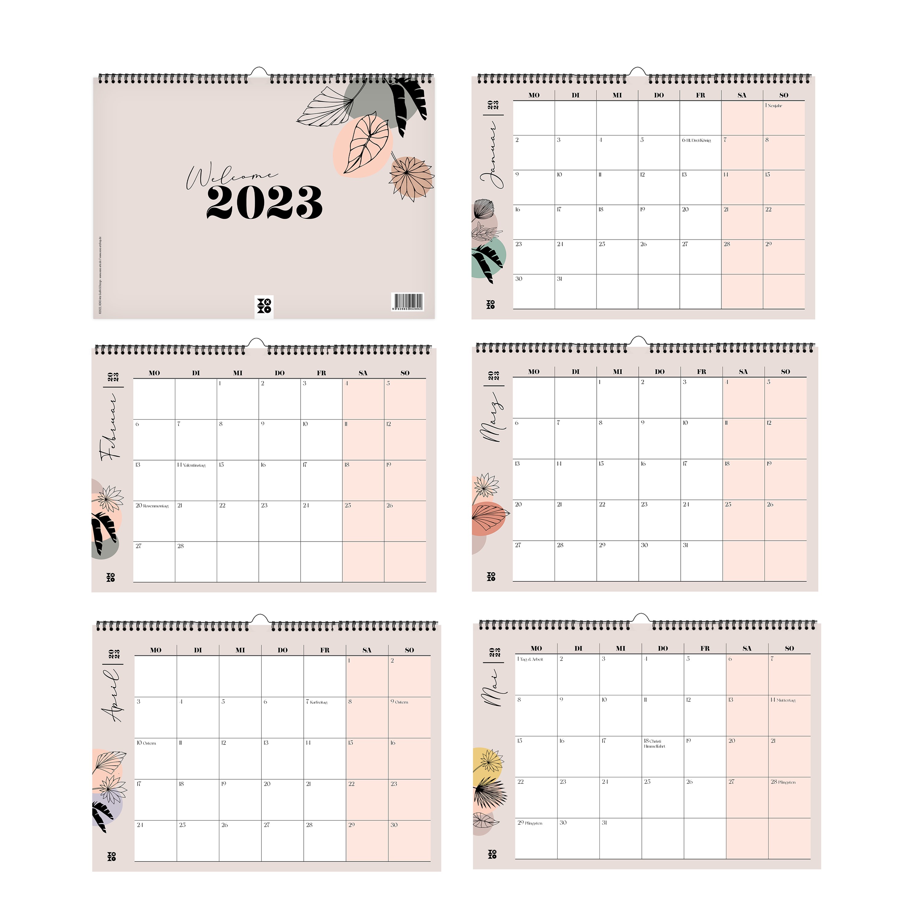 Beispielinhalt (Bild) Kalender 2023, "leaves lineart"