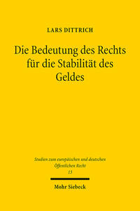 Vorderes Coverbild Die Bedeutung des Rechts für die Stabilität des Geldes