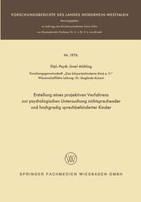 Vorderes Coverbild Erstellung eines projektiven Verfahrens zur psychologischen Untersuchung nichtsprechender und hochgradig sprechbehinderter Kinder