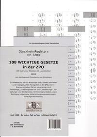 Vorderes Coverbild DürckheimRegister® 108 WICHTIGE §§ in der ZPO, ohne Stichworte