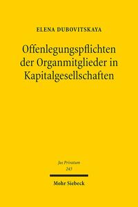 Vorderes Coverbild Offenlegungspflichten der Organmitglieder in Kapitalgesellschaften
