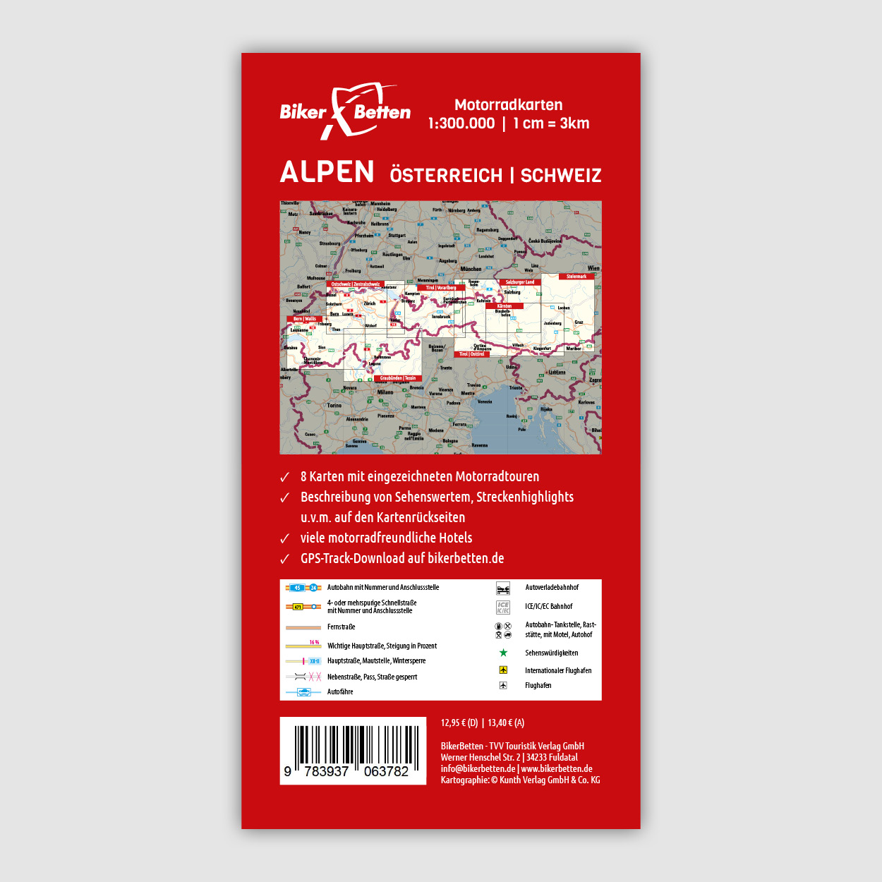 Rückseitencover Motorradkarten Set Alpen Österreich Schweiz