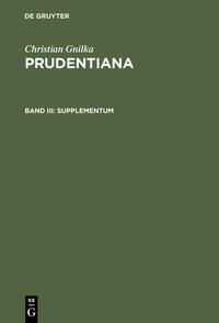 Vorderes Coverbild Christian Gnilka: Prudentiana / Supplementum