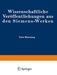 Vorderes Coverbild Wissenschaftliche Veröffentlichungen aus den Siemens-Werken