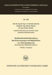 Vorderes Coverbild Reaktionskinetische Betrachtung des Sintervorganges und Möglichkeiten zur Leistungssteigerung