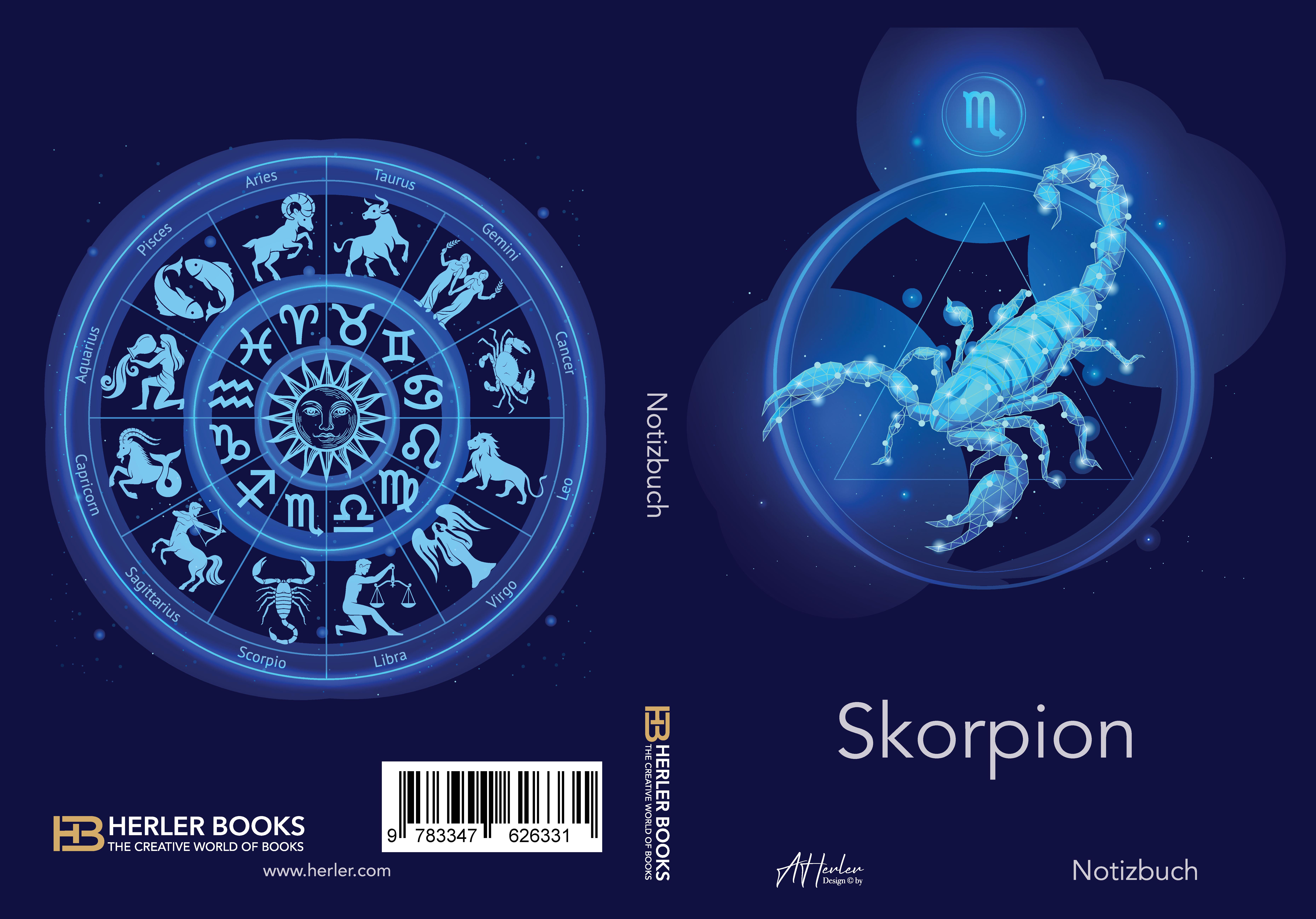 Gesamtes Coverbild Sternzeichen Skorpion Notizbuch | Designed by Alfred Herler