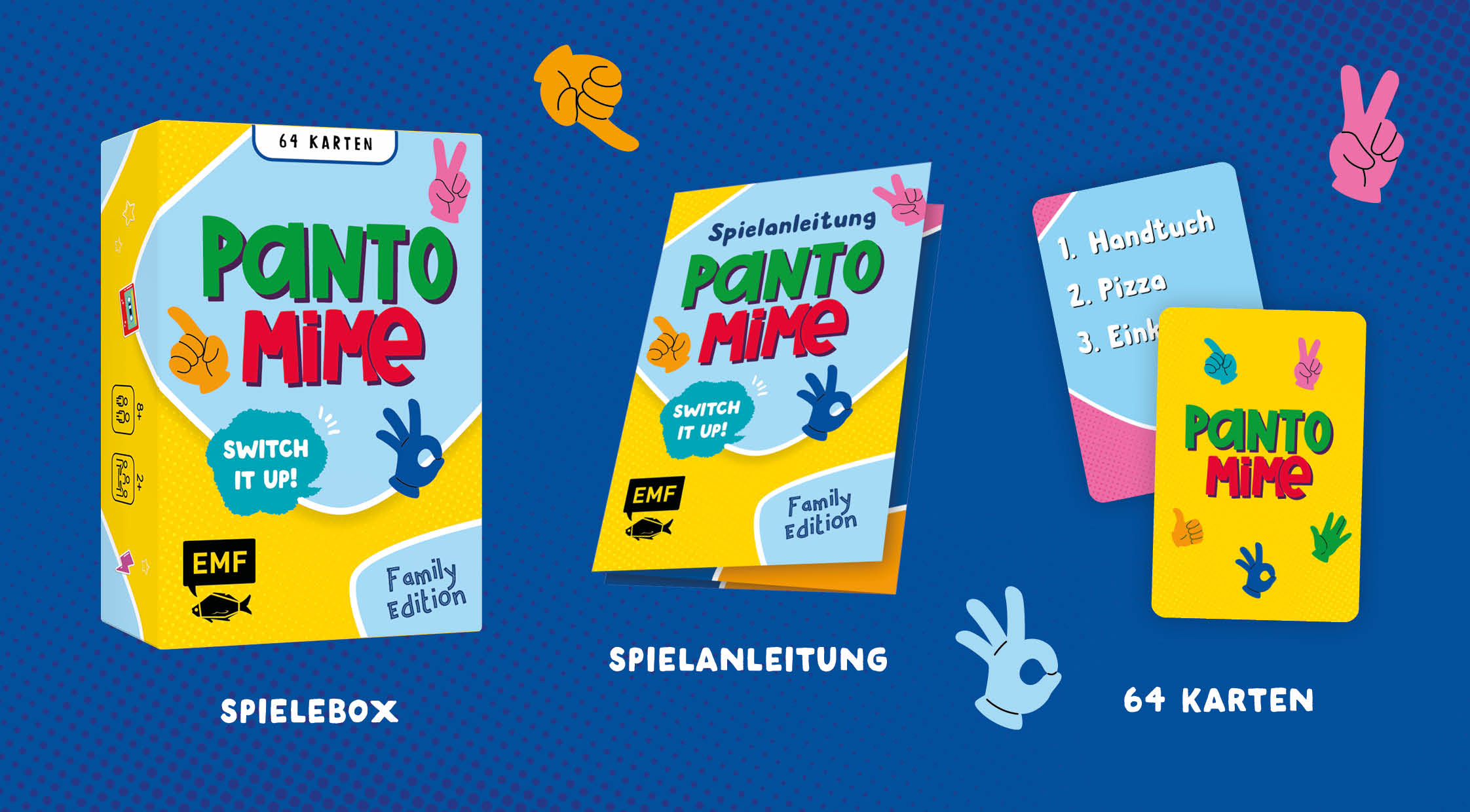 Beispielinhalt (Bild) Kartenspiel: Pantomime – Switch it up! – Family Edition