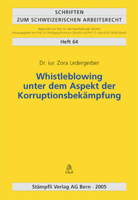 Vorderes Coverbild Whistleblowing unter dem Aspekt der Korruptionsbekämpfung