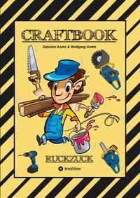 Vorderes Coverbild CRAFTBOOK - BAUMASCHINEN MOTIVE - GÄRTNER - HÄUSER - WERKZEUG - HANDWERKER - TOLLE RÄTSEL - LUSTIGE AUFGABEN
