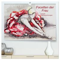 Vorderes Coverbild Facetten der Frau - Lavierte Tuschezeichnungen (hochwertiger Premium Wandkalender 2025 DIN A2 quer), Kunstdruck in Hochglanz