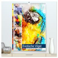 Vorderes Coverbild Exotische Vögel - Die Schönsten der Welt in Aquarell (hochwertiger Premium Wandkalender 2025 DIN A2 hoch), Kunstdruck in Hochglanz