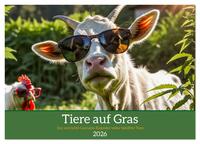 Vorderes Coverbild Tiere auf Gras - Der verrückte Cannabis-Kalender voller bekiffter Tiere (Wandkalender 2026 DIN A4 quer), CALVENDO Monatskalender