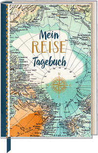 Vorderes Coverbild Eintragbuch mit Sammeltasche - Mein Reisetagebuch (Landkarte)