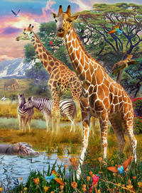 Vorderes Coverbild Kinderpuzzle 150 XXL Teile - Bunte Savanne