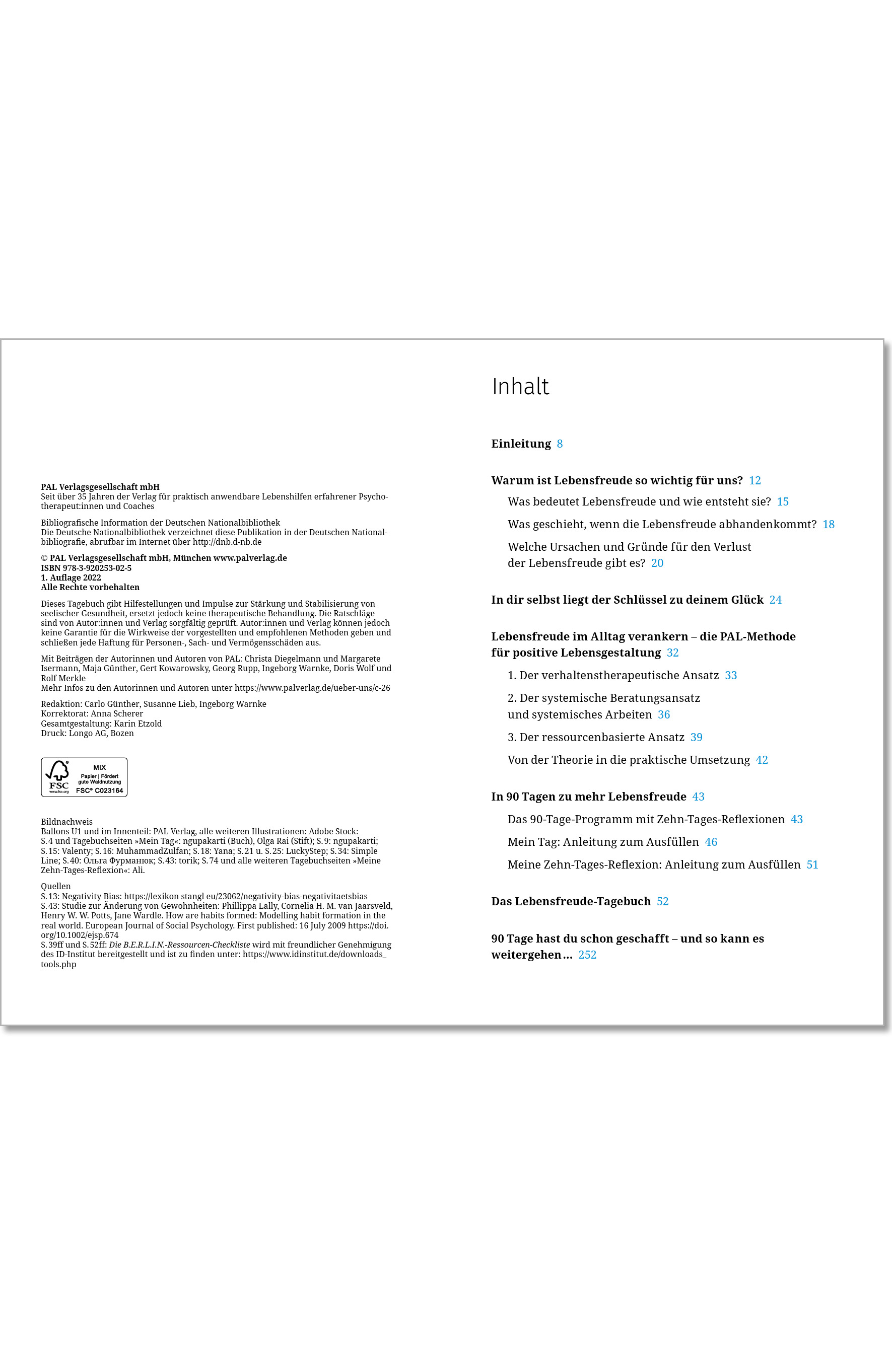 Beispielinhalt (Bild) Das Lebensfreude-Tagebuch
