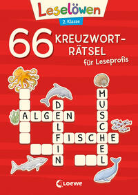 Vorderes Coverbild 66 Kreuzworträtsel für Leseprofis - 2. Klasse (Rot)
