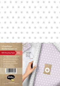 Vorderes Coverbild Geschenkpapier-Set Sterne (pastell-lila, weiß)