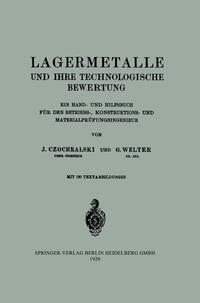 Vorderes Coverbild Lagermetalle und Ihre Technologische Bewertung