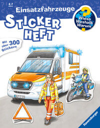 Vorderes Coverbild Wieso? Weshalb? Warum? Stickerheft - Einsatzfahrzeuge