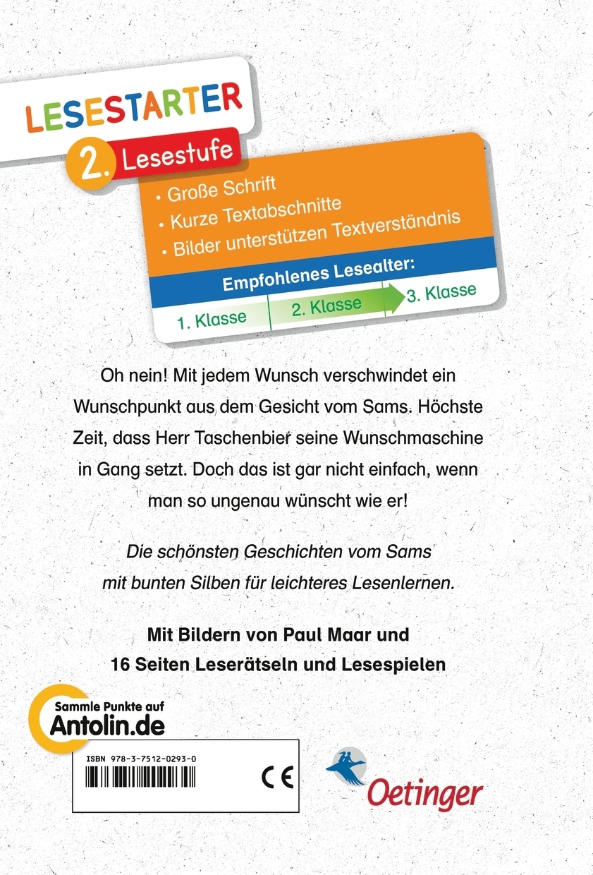 Rückseitencover Das Sams und die Wunschmaschine