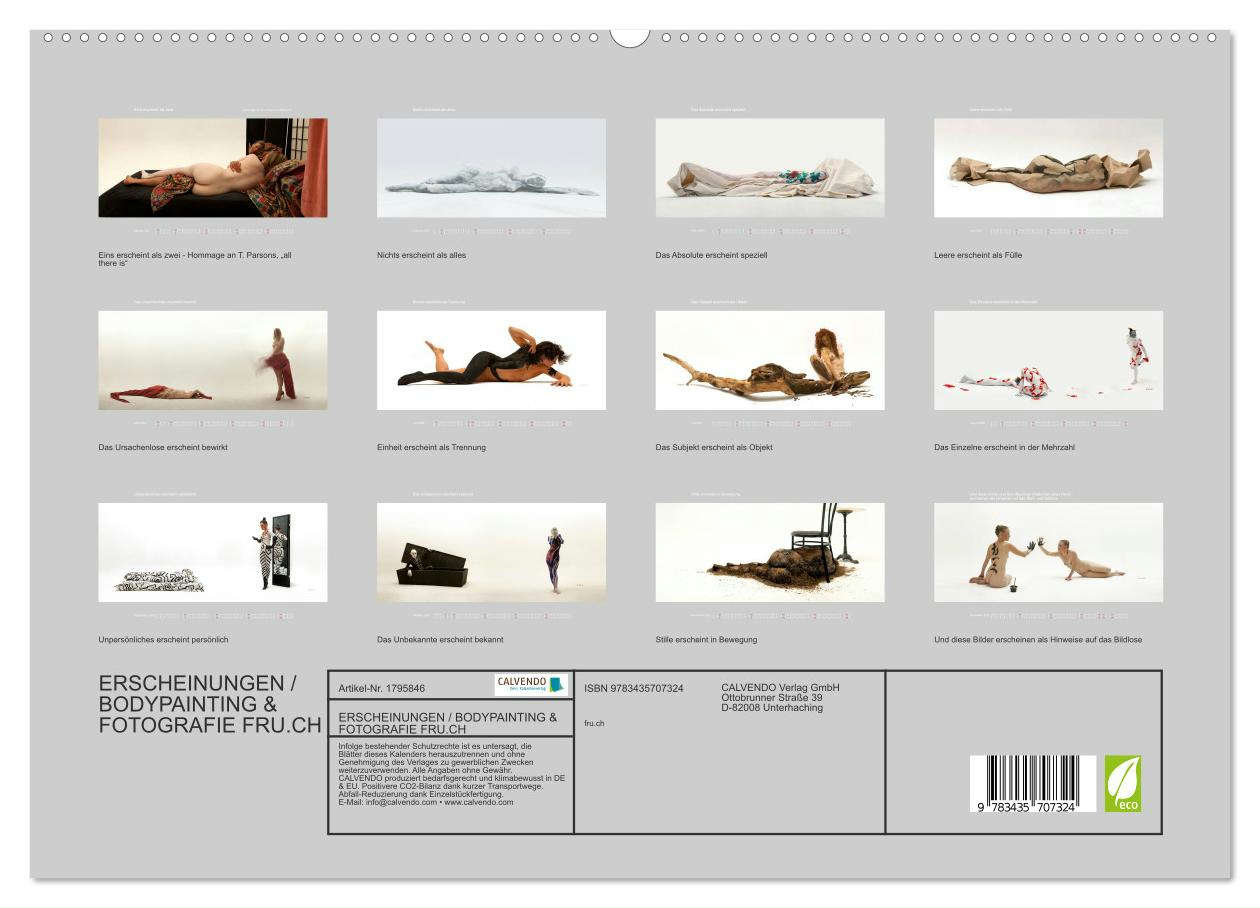 Beispielinhalt (Bild) ERSCHEINUNGEN / BODYPAINTING & FOTOGRAFIE FRU.CH (hochwertiger Premium Wandkalender 2025 DIN A2 quer), Kunstdruck in Hochglanz