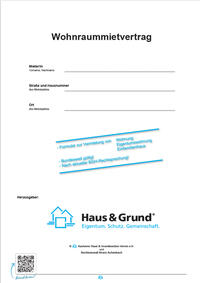 Vorderes Coverbild Mietvertrag für Wohnungen, Eigentumswohnungen und Einfamilienhäuser, Wohnraummietvertrag